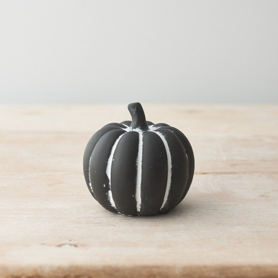 Calabaza Cementicia Negra Rústica – 8.5 cm - Ami home decor