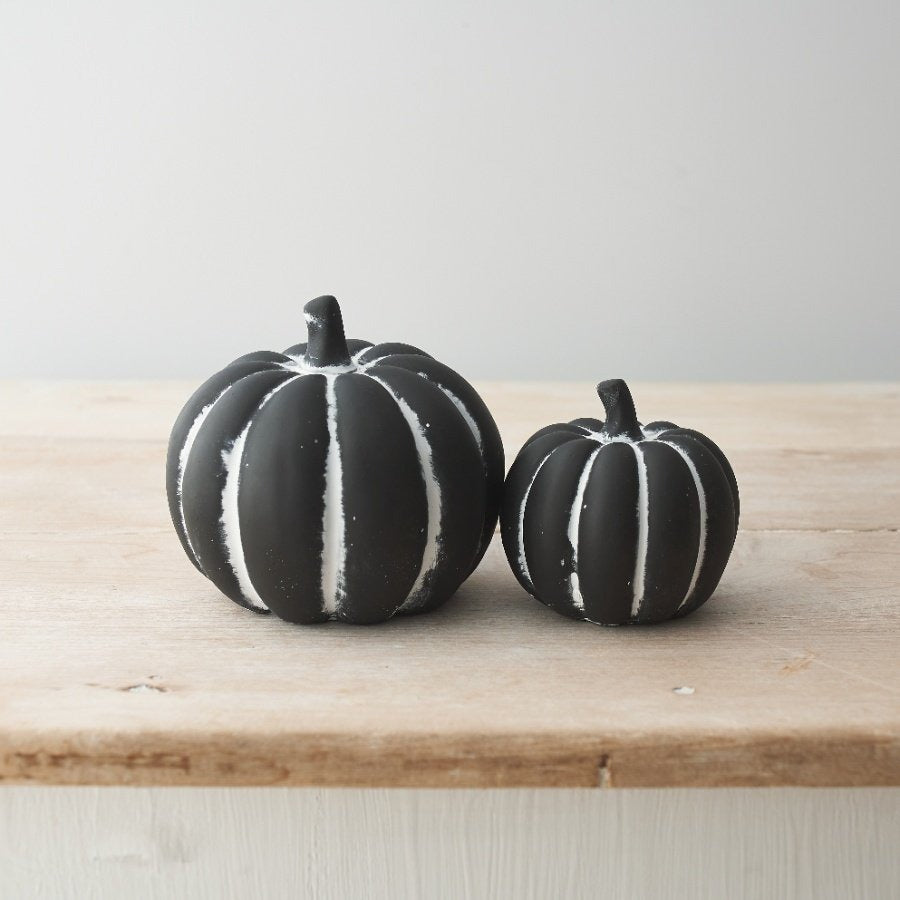 Pack Cemento Rústico – Calabaza Cementicia Negra 8.5 cm + 12 cm - Ami home decor