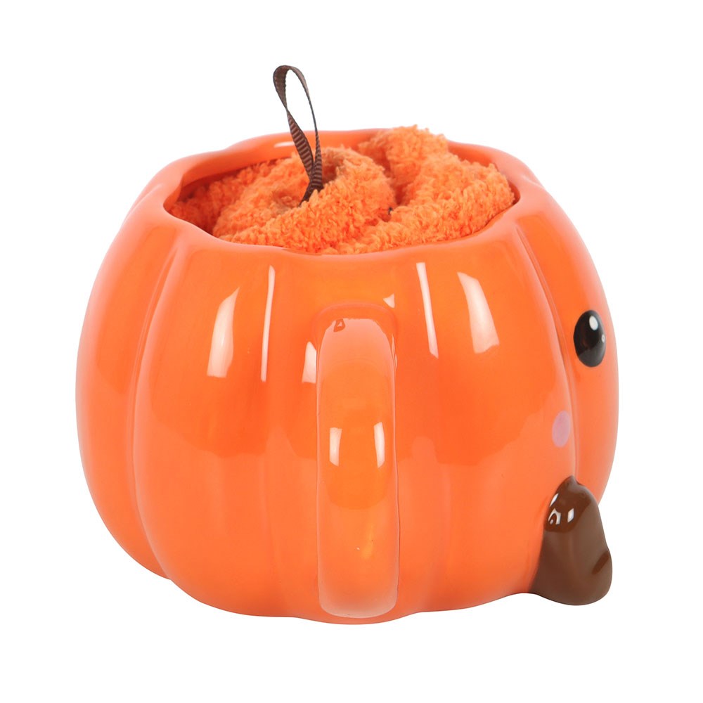 Taza Calabaza Sonriente + Calcetines Naranjas – Set Halloween Cosy
