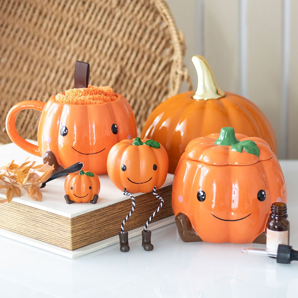 Taza Calabaza Sonriente + Calcetines Naranjas – Set Halloween Cosy