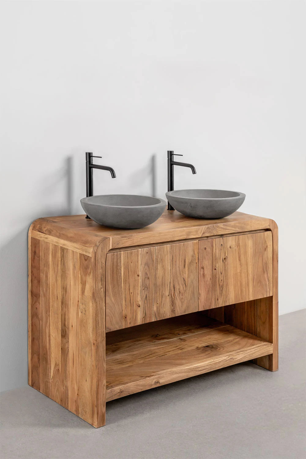 Mueble de Baño de Acacia con Lavabos de Cemento – Vacry