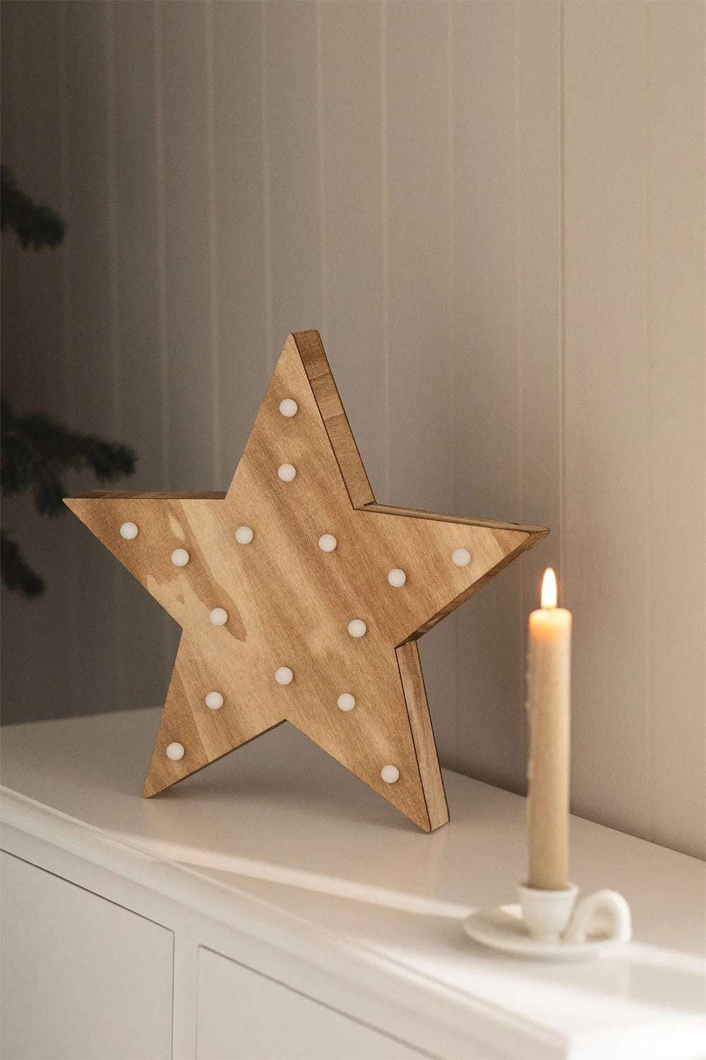 Estrella de Madera con Luces LED Lliva