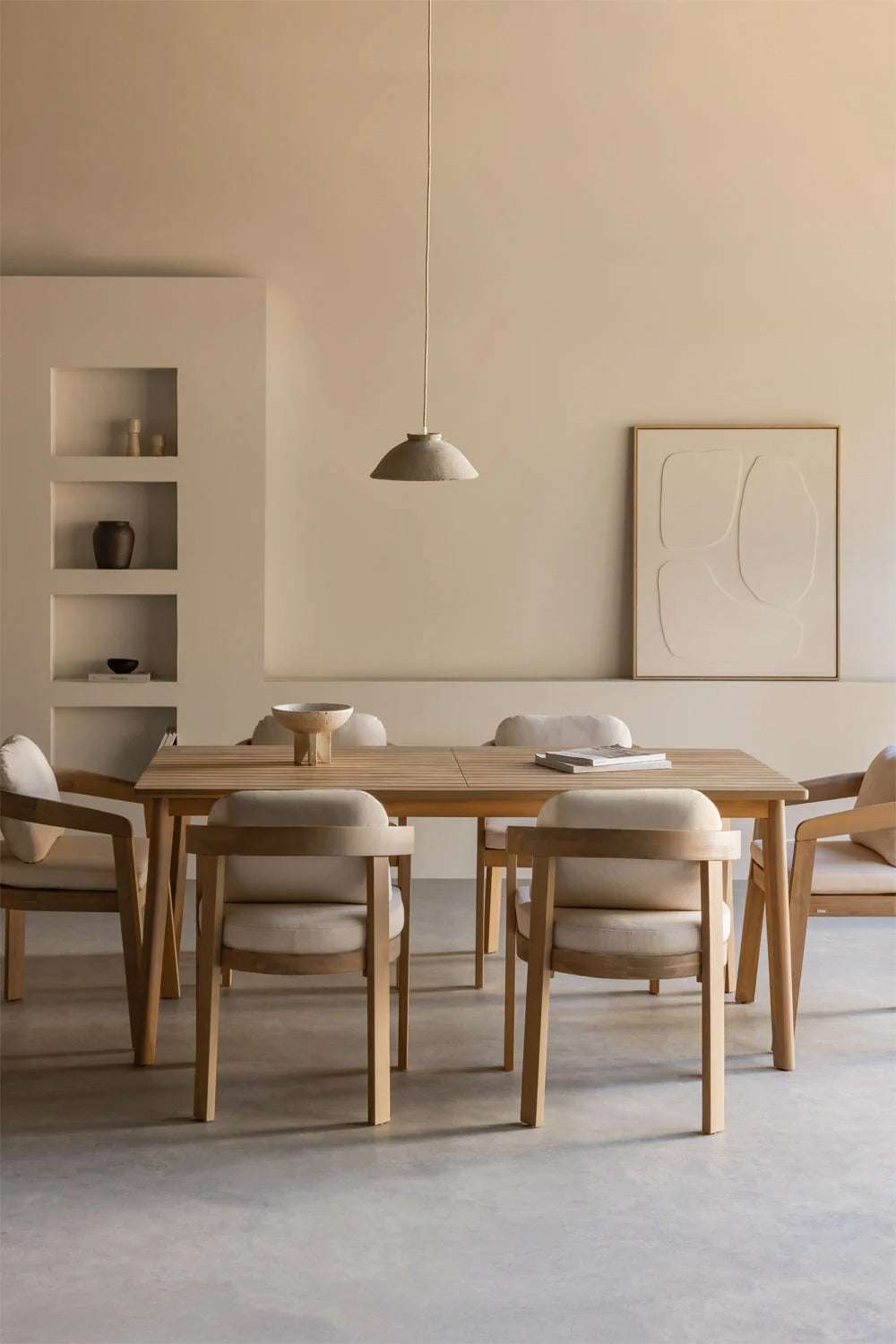Set de Comedor Kaela + Uleno – Mesa de Madera + 6 Sillas