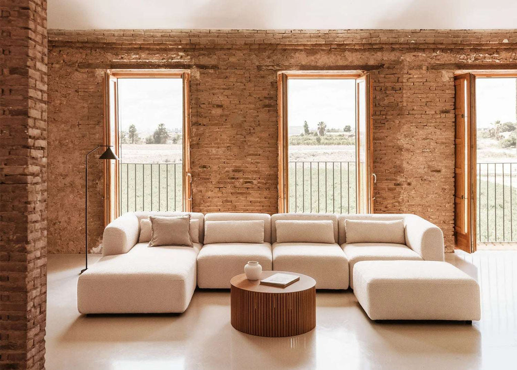 Sofá Modular Chaise Longue Izquierdo de 4 Piezas con Puff Fogler