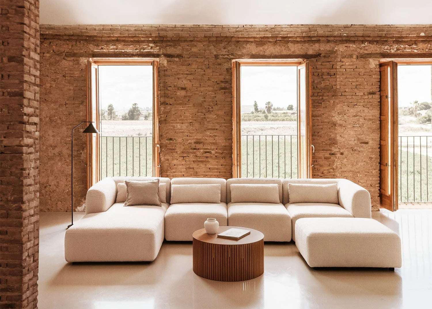 Sofá Modular Chaise Longue Izquierdo de 4 Piezas con Puff Fogler