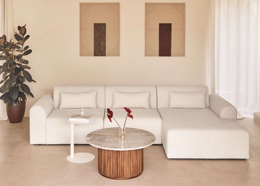 Sofá Modular Chaise Longue Derecho de 3 Piezas en Borreguito Borjan