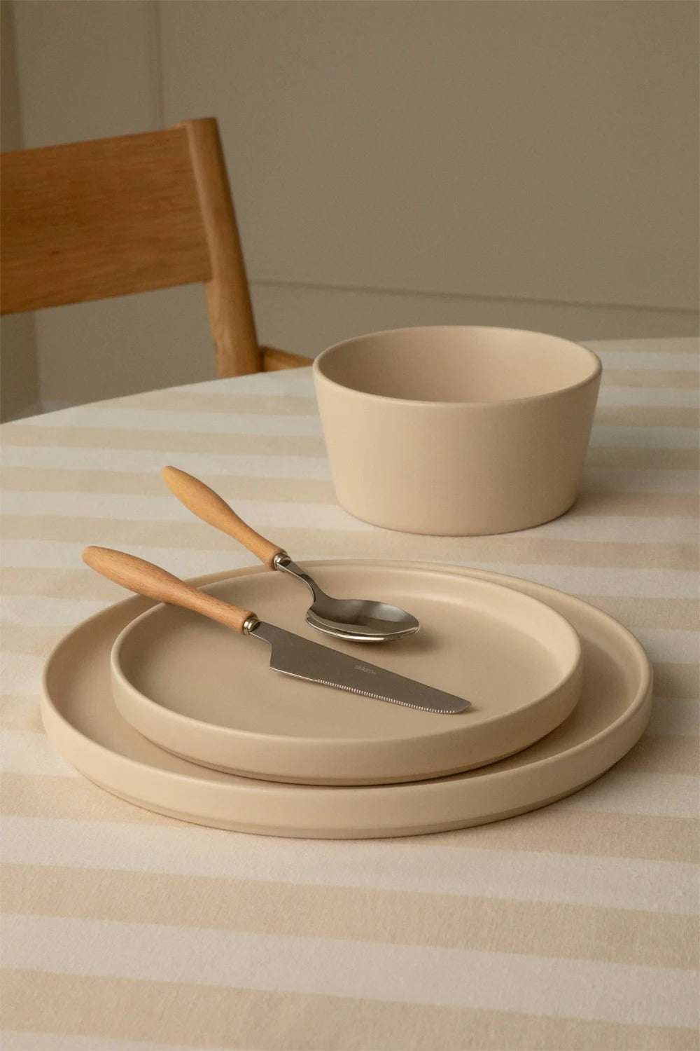 Vajilla de 12 piezas en gres Sillex – Beige Almendra
