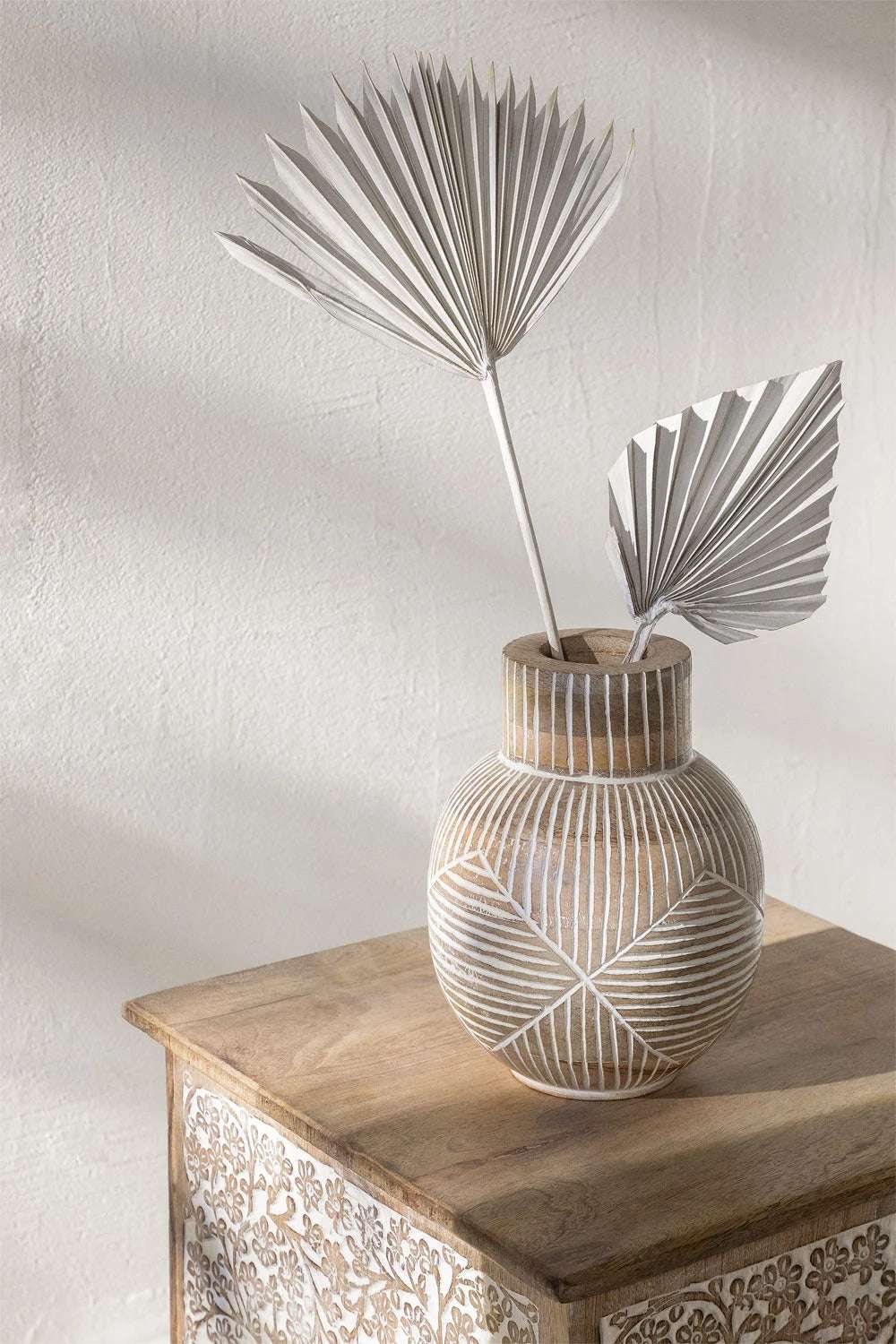 Jarrón decorativo en madera de mango Gelo – Ø14 cm