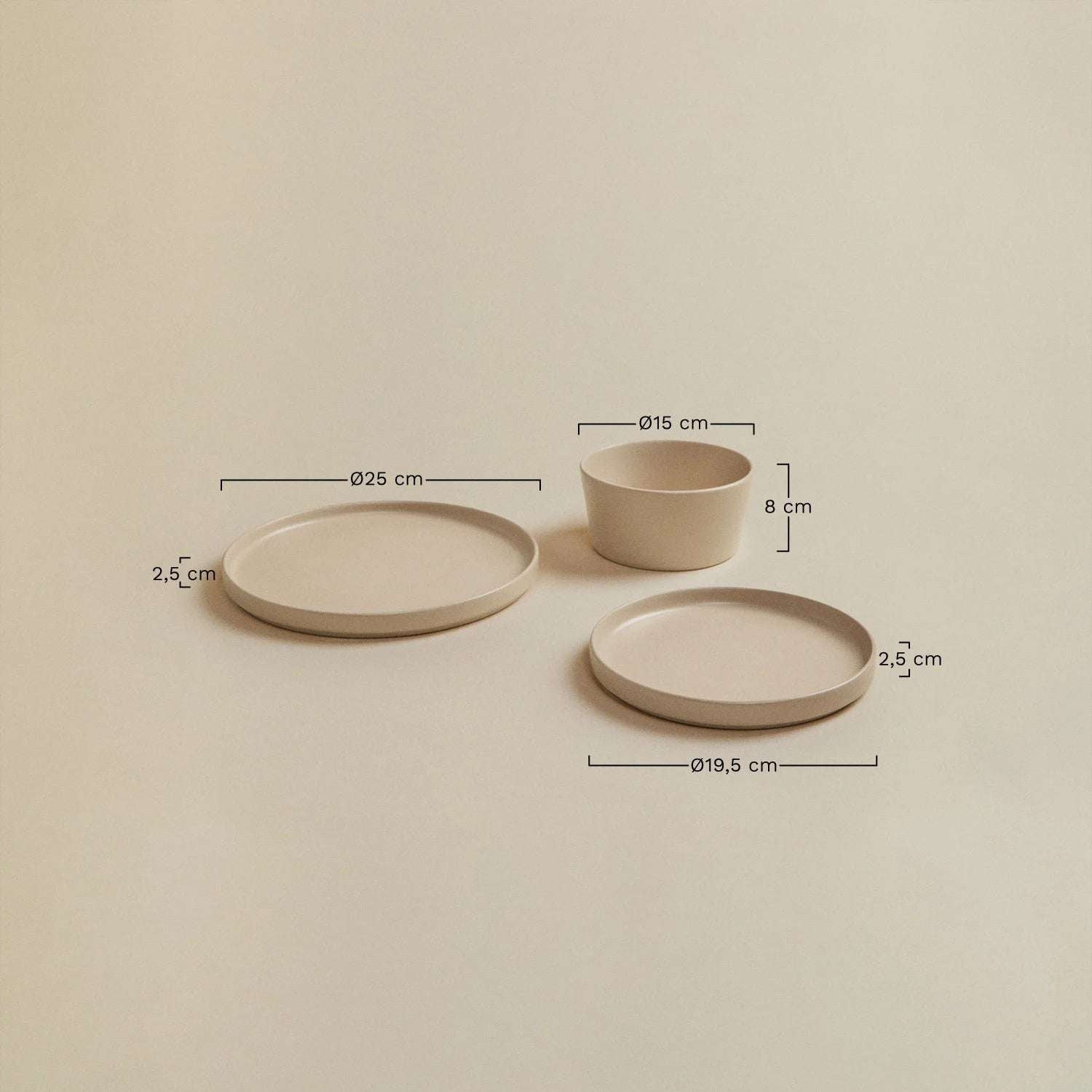 Vajilla de 12 piezas en gres Sillex – Beige Almendra