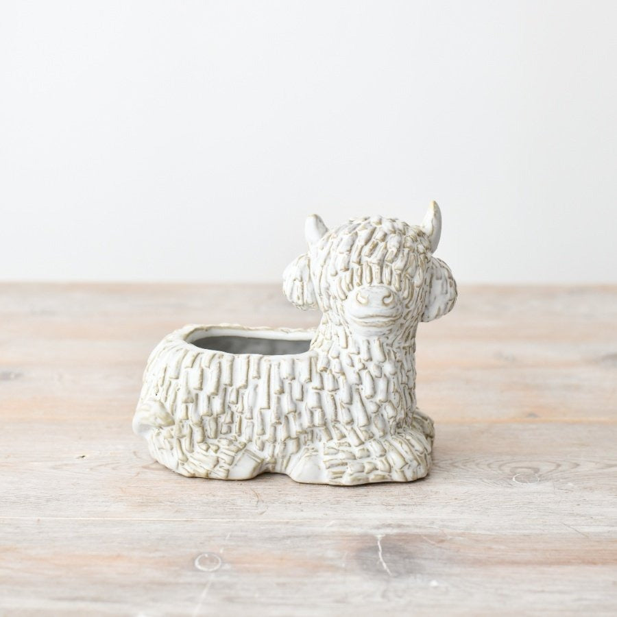 Macetero Vaca Highland – Decoración Escocesa Rústica (14,7 cm) - Ami home decor