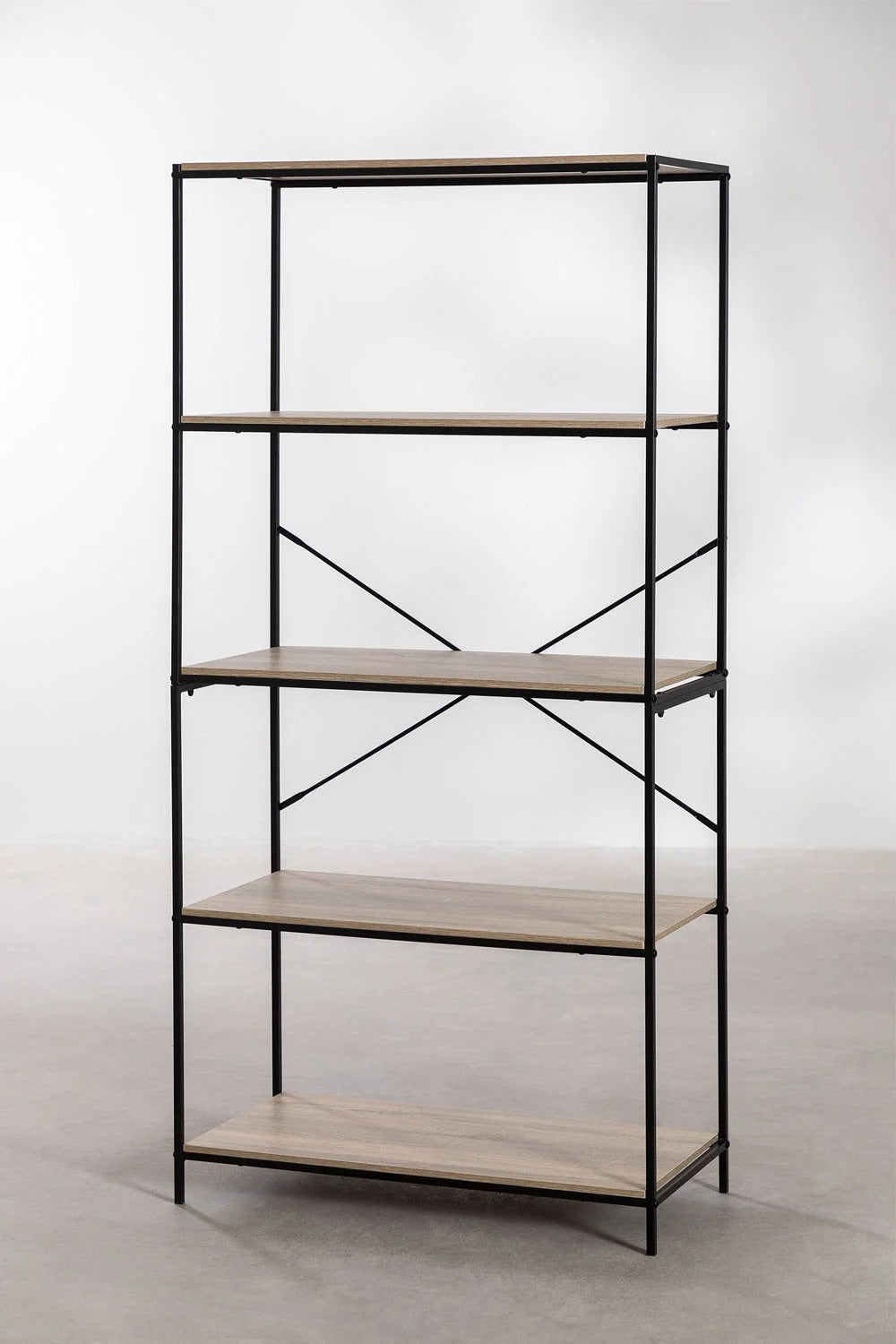 Estantería Baxter – Hierro Negro & Madera Natural