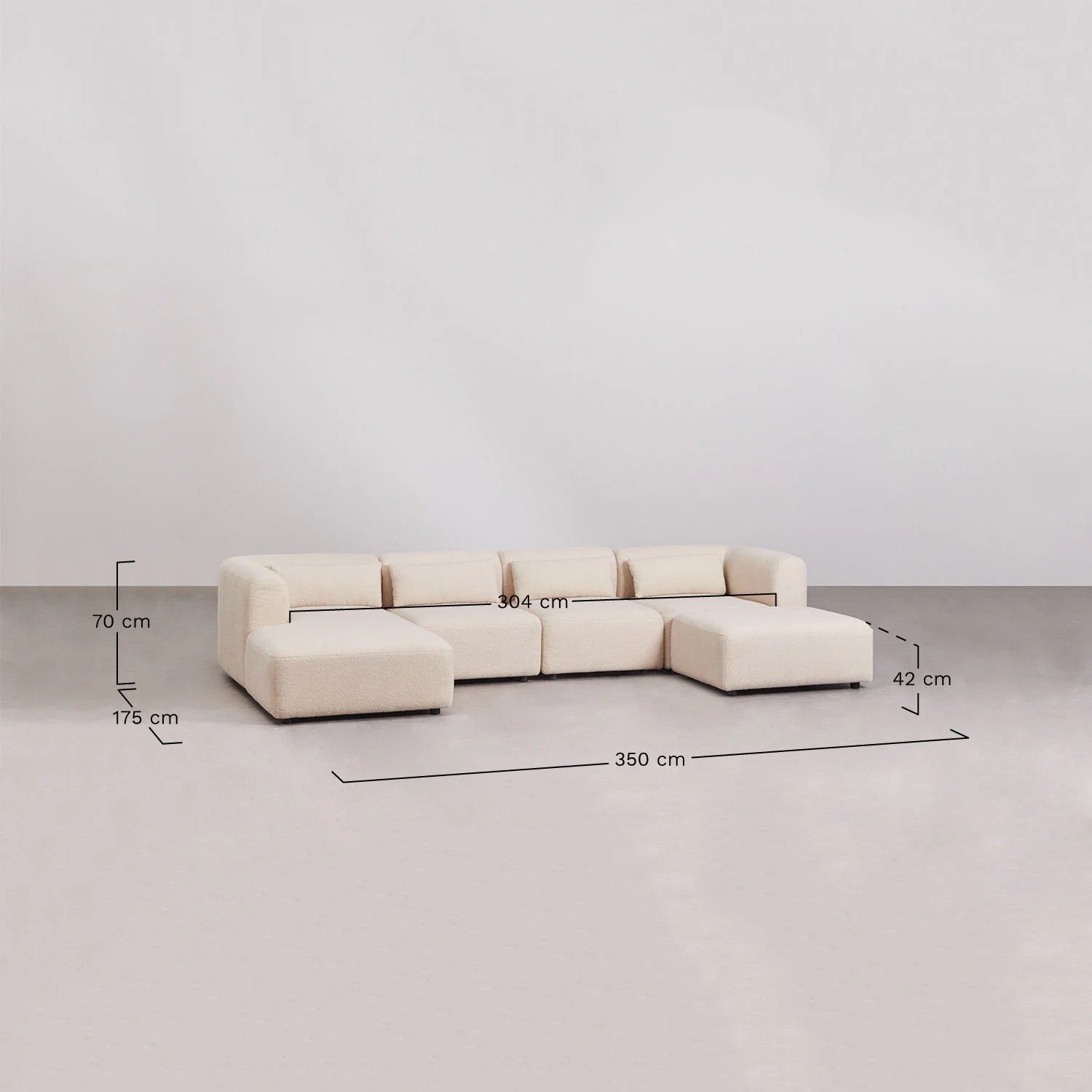 Sofá Modular Chaise Longue Izquierdo de 4 Piezas con Puff Fogler - Ami home decor