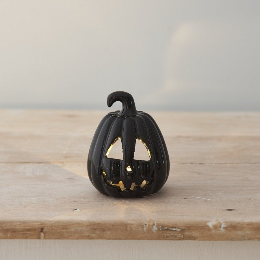 Farol Calabaza Negra Tallada - 10 cm - Ami home decor
