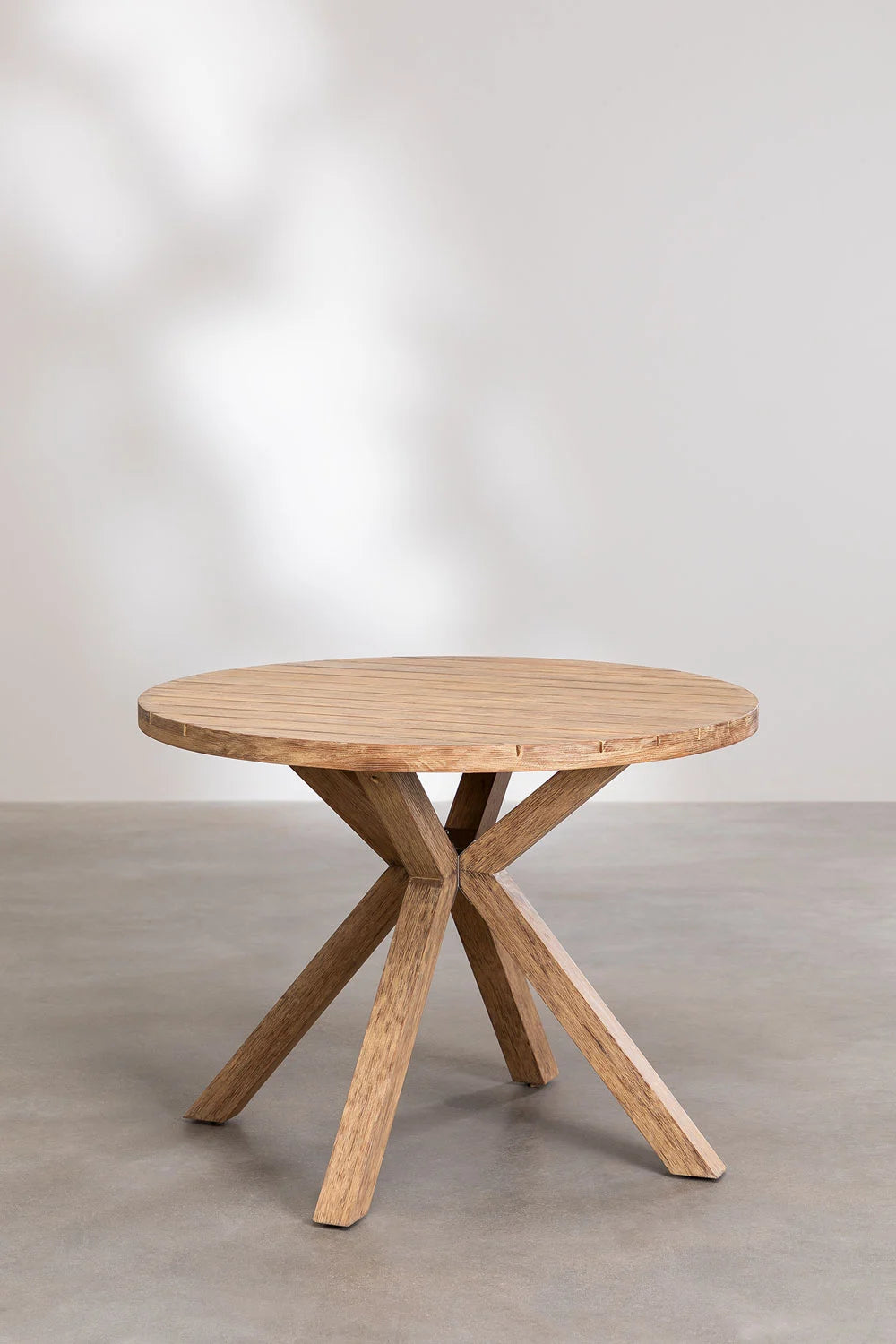 Set Naele | Mesa Redonda de Ø120 cm + 6 Sillas con Reposabrazos en Madera de Eucalipto