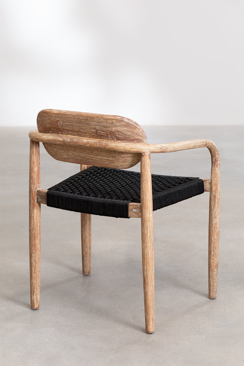Set Naele | Mesa Redonda de Ø120 cm + 6 Sillas con Reposabrazos en Madera de Eucalipto