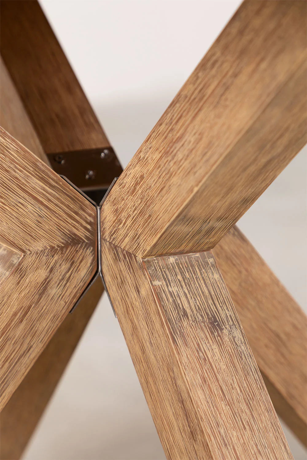 Set Naele | Mesa Redonda de Ø120 cm + 6 Sillas con Reposabrazos en Madera de Eucalipto
